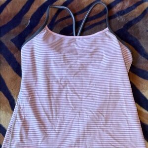lululemon athletica Pink and White Striped Tank Top